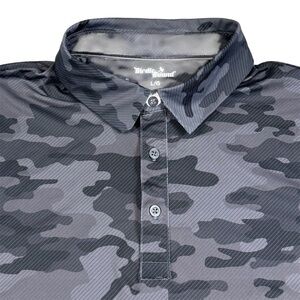 Birdie Bound Golf Polo Shirt Camo Short Sleeve Performance Stretch Grey Mens L